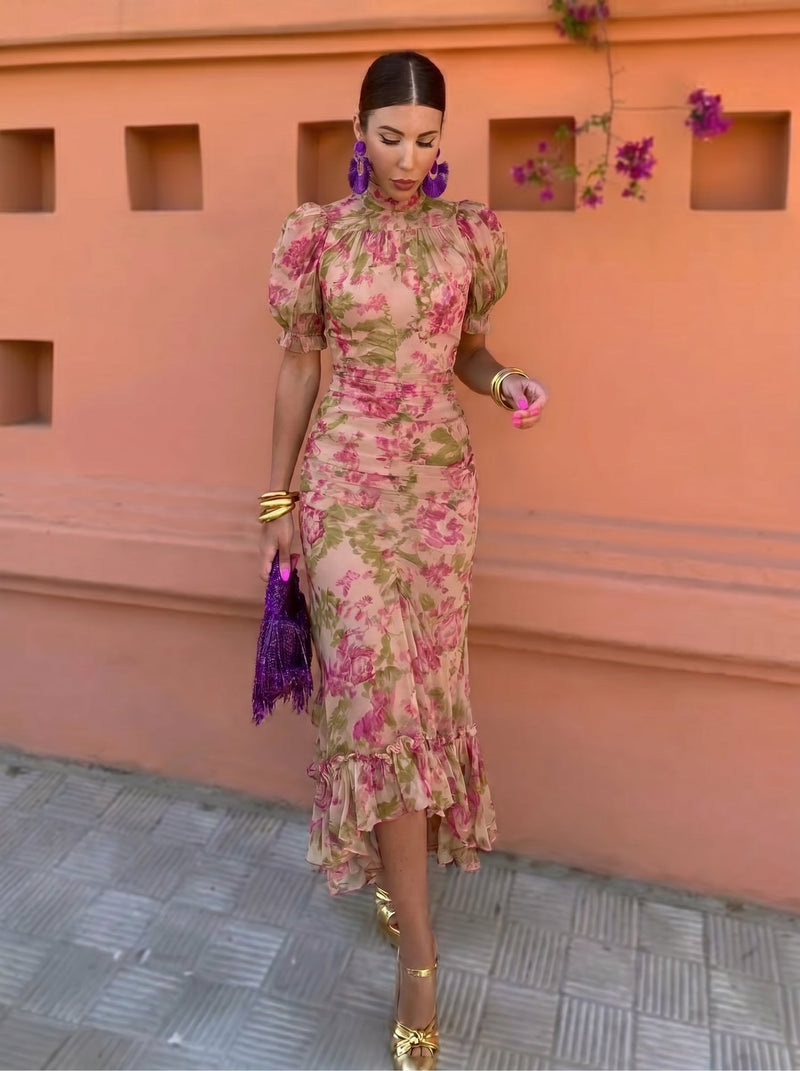 Elena | Vestido Floral con Estampado de Rosas