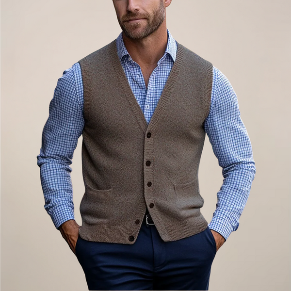 Koldo | Gilet de Punto con Botones Hombre Cuello V Bolsillos