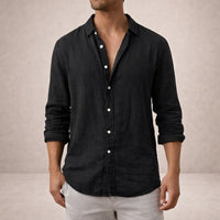 Adrián | Camisa de Lino de Manga Larga Hombre Cuello Abierto