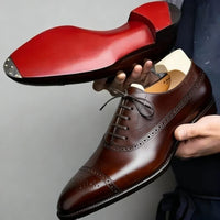 Álvaro | Zapatos Oxford Brogue de Cuero Hombre Suela Roja