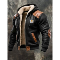 Arnau | Cazadora Biker Bomber de Cuero Hombre con Capucha y Forro Sherpa