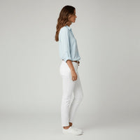 Beatriz | Camisa Blanca de Manga Larga Mujer Botones Cuello Solapa