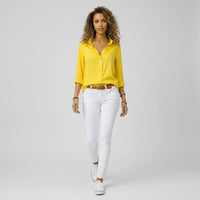 Beatriz | Camisa Blanca de Manga Larga Mujer Botones Cuello Solapa