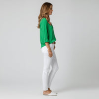 Beatriz | Camisa Blanca de Manga Larga Mujer Botones Cuello Solapa