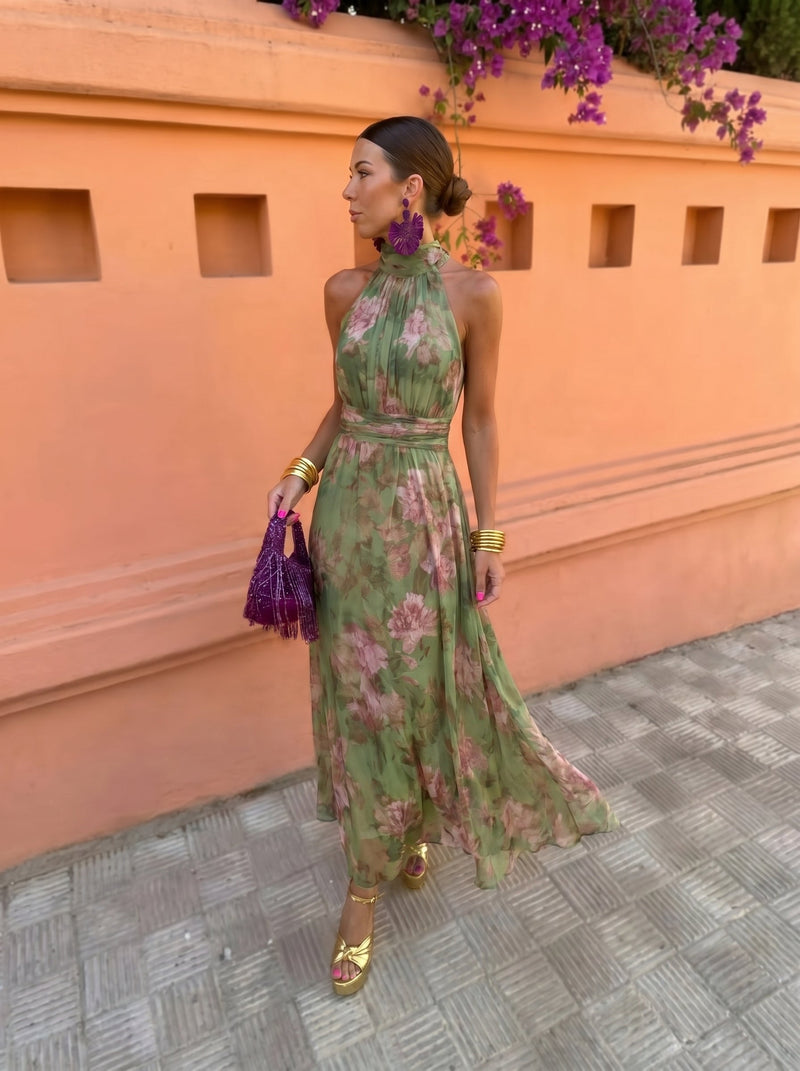 Blanca | Vestido Largo Floral Escote Profundo