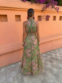 Blanca | Vestido Largo Floral Escote Profundo