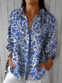 Consuelo | Blusa Tropical de Verano Estampada Mujer Escote V