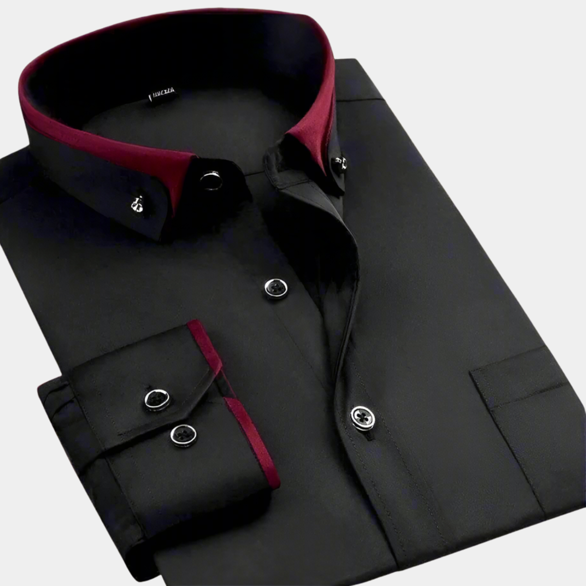 Emilio | Camisa de Manga Larga Elegante Hombre Cuello Contraste