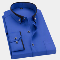 Emilio | Camisa de Manga Larga Elegante Hombre Cuello Contraste