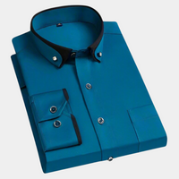Emilio | Camisa de Manga Larga Elegante Hombre Cuello Contraste