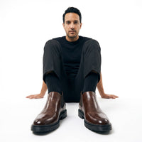 Ernesto | Mocasines Negros de Cuero Brogue Hombre Slip-On Suela Gruesa