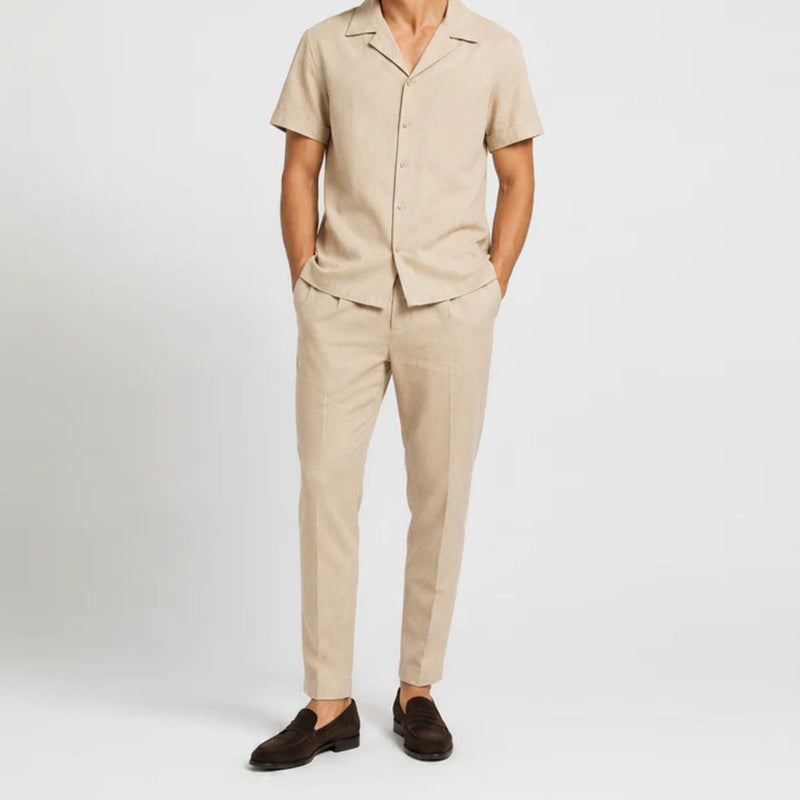Fernando | Conjunto de Lino Hombre Camisa y Pantalón de Pinzas