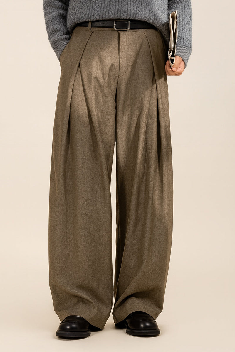 Guillermo | Pantalón de Pinzas Pierna Ancha Hombre Cintura Alta
