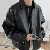 Héctor | Chaqueta de Cuero Biker Hombre Cremallera Oversize