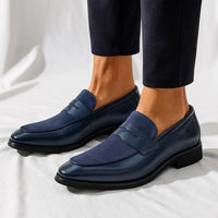 Ignacio | Mocasín de Cuero y Ante Penny Hombre Punta Fina