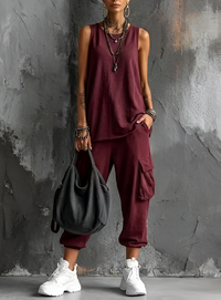 Maria | Conjunto Oversize Negro con Bolsillos Utility