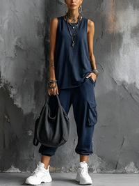 Maria | Conjunto Oversize Negro con Bolsillos Utility