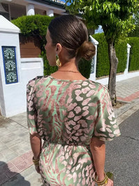 Teresa | Vestido Midi Estampado Tono Cobre