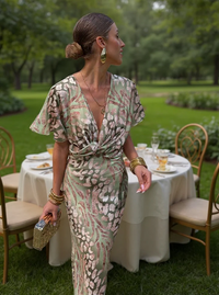 Teresa | Vestido Midi Estampado Tono Cobre