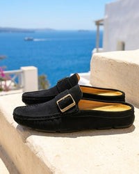 Irene | Mules de Ante con Hebilla Mujer Planas Estilo Mocasín