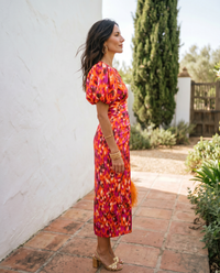 Ainhoa | Vestido Midi Floral Manga Abullonada