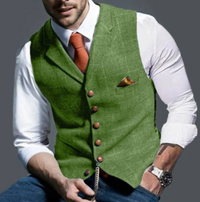 Mateo | Gilet Hombre Tweed Cuadros Botonadura Frontal