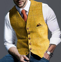 Mateo | Gilet Hombre Tweed Cuadros Botonadura Frontal