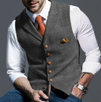 Mateo | Gilet Hombre Tweed Cuadros Botonadura Frontal