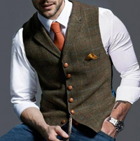 Mateo | Gilet Hombre Tweed Cuadros Botonadura Frontal