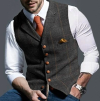 Mateo | Gilet Hombre Tweed Cuadros Botonadura Frontal
