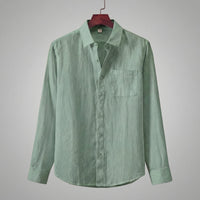 Mikel | Camisa de Lino Manga Larga Hombre Bolsillo Pecho