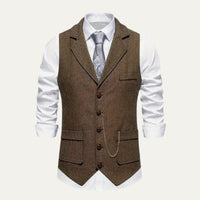 Nicolás | Chaleco de Tweed Hombre Espiga Solapa Entallado