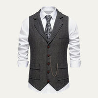 Nicolás | Chaleco de Tweed Hombre Espiga Solapa Entallado