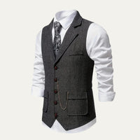 Nicolás | Chaleco de Tweed Hombre Espiga Solapa Entallado