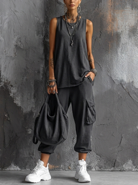 Maria | Conjunto Oversize Negro con Bolsillos Utility