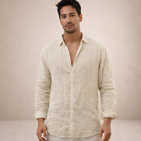 Pau | Camisa de Lino de Manga Larga Hombre Cuello Mao