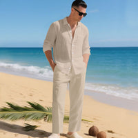 Pau | Conjunto de Lino Hombre Camisa Manga Larga y Pantalón