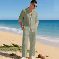 Pau | Conjunto de Lino Hombre Camisa Manga Larga y Pantalón
