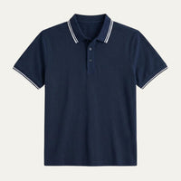 Rubén | Polo de Algodón Manga Corta Hombre Cuello Rayas Contraste