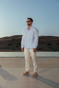 Sergio | Camisa de Lino de Manga Larga Hombre Cuello Clásico