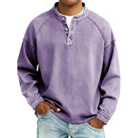 Sergio | Camisa Vaquera Henley de Manga Larga Hombre Oversize
