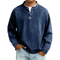 Sergio | Camisa Vaquera Henley de Manga Larga Hombre Oversize