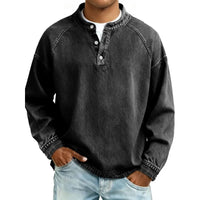 Sergio | Camisa Vaquera Henley de Manga Larga Hombre Oversize