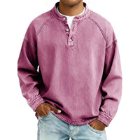 Sergio | Camisa Vaquera Henley de Manga Larga Hombre Oversize