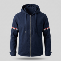 Sergio | Chaqueta con Capucha de Lino Hombre Cremallera Completa