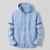 Sergio | Chaqueta con Capucha de Lino Hombre Cremallera Completa