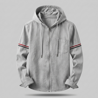 Sergio | Chaqueta con Capucha de Lino Hombre Cremallera Completa