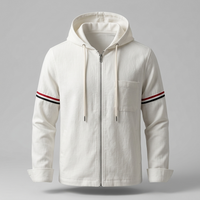 Sergio | Chaqueta con Capucha de Lino Hombre Cremallera Completa