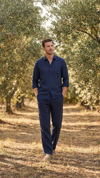 Sergio | Conjunto de Lino de Manga Larga Hombre Camisa y Pantalón