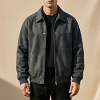 Tomás | Cazadora de Piel Hombre Bomber Cuello Solapa